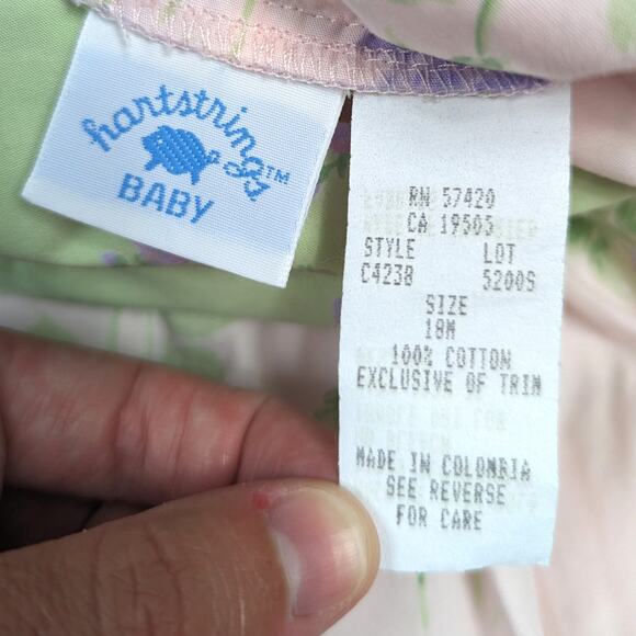 Vtg Hartstrings Baby Dress Girls Sz 18m 90s Pink Floral Sundress - Picture 5 of 5